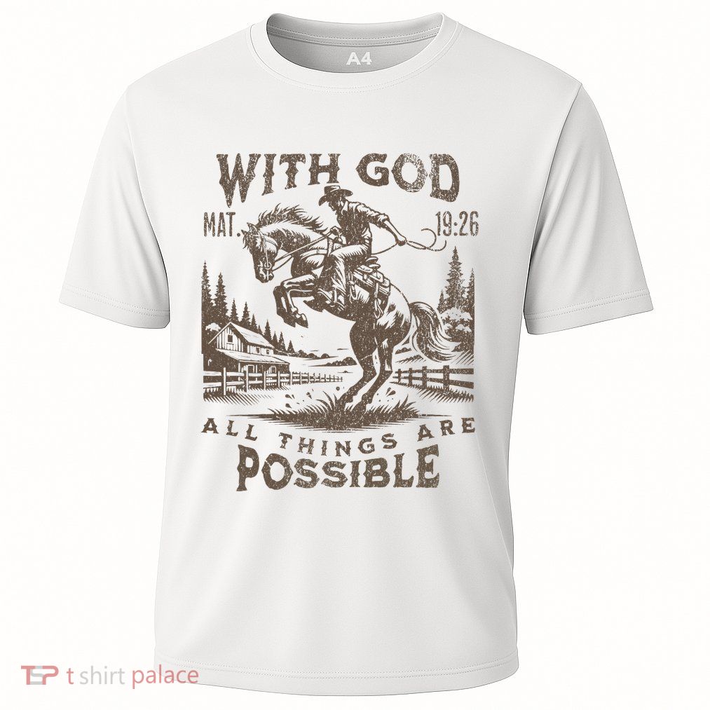 Cowboy Bible Scripture Verse Western Jesus For Faith Performance Shirt