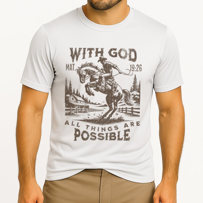 Cowboy Bible Scripture Verse Western Jesus For Faith Cooling Performance Crew T-Shirt