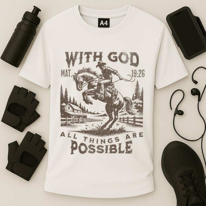 Cowboy Bible Scripture Verse Western Jesus For Faith Cooling Performance Crew T-Shirt