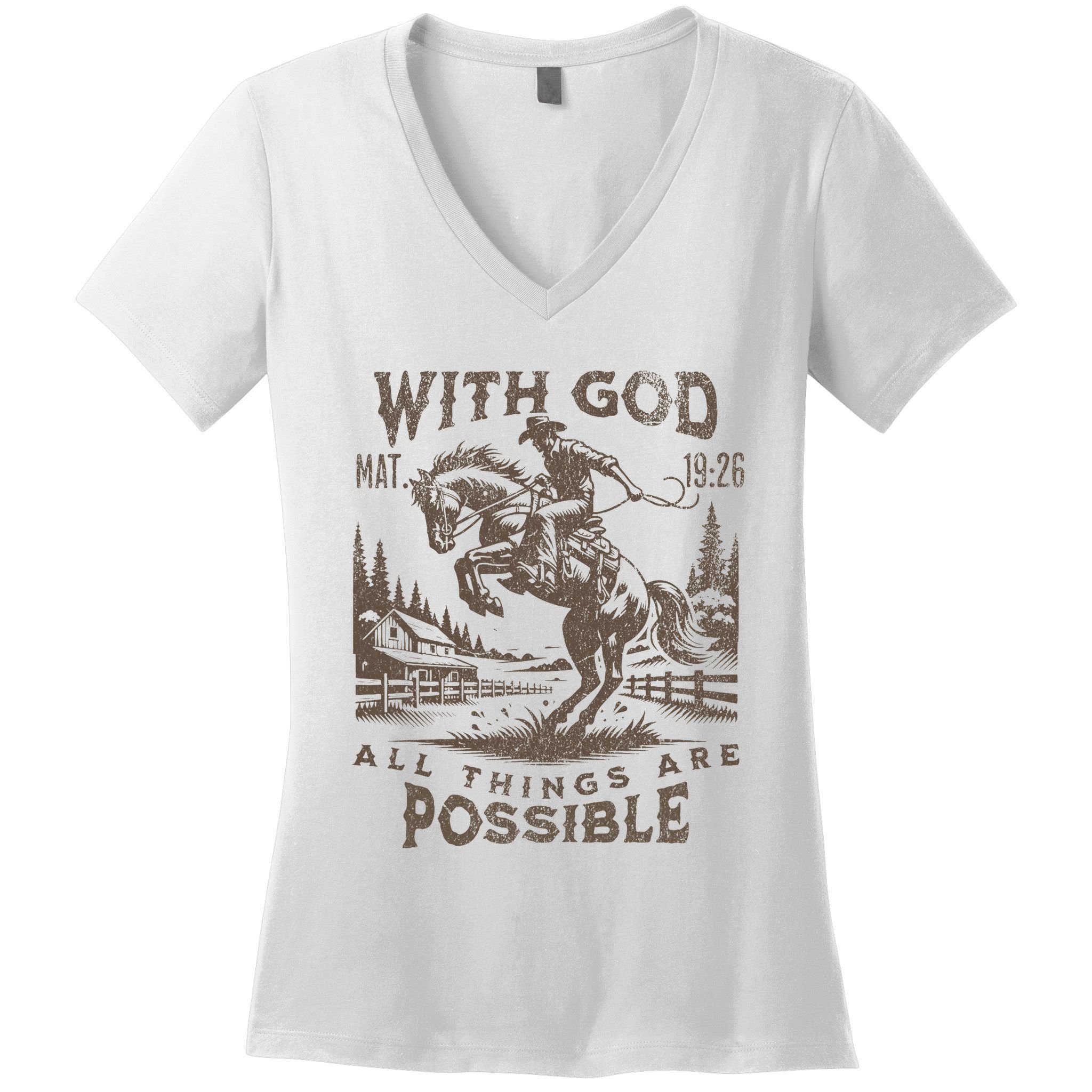 Cowboy Bible Scripture Verse Western Jesus For Faith Women's V-Neck T-Shirt
