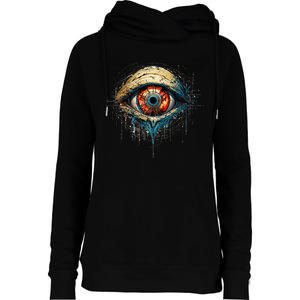 Comic Book Style Eyeball Womens Funnel Neck Pullover Hood