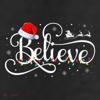 Christmas Believe Santa Claus Funny Family Matching 7 Panel Mesh Trucker Snapback Hat