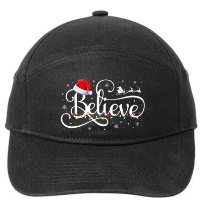 Christmas Believe Santa Claus Funny Family Matching 7-Panel Snapback Hat