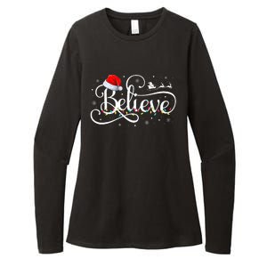 Christmas Believe Santa Claus Funny Family Matching Womens CVC Long Sleeve Shirt