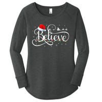 Christmas Believe Santa Claus Funny Family Matching Women's Perfect Tri Tunic Long Sleeve Shirt