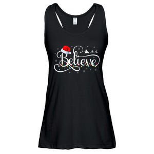 Christmas Believe Santa Claus Funny Family Matching Ladies Essential Flowy Tank