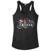 Christmas Believe Santa Claus Funny Family Matching Ladies PosiCharge Competitor Racerback Tank