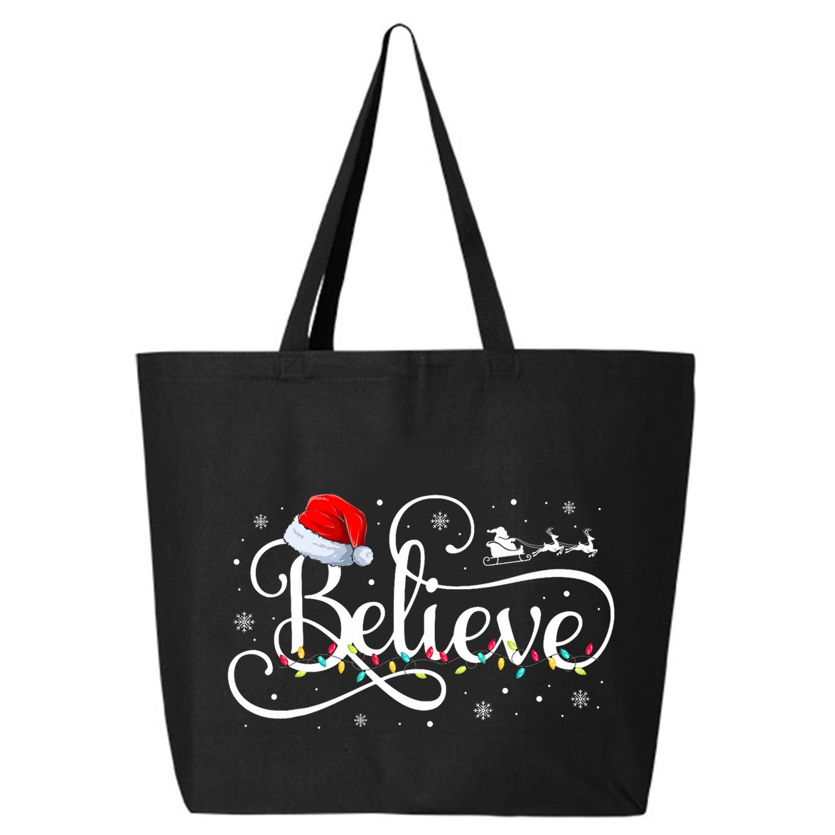Christmas Believe Santa Claus Funny Family Matching 25L Jumbo Tote