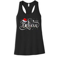 Christmas Believe Santa Claus Funny Family Matching Women's Racerback Tank