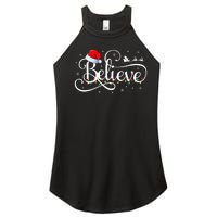 Christmas Believe Santa Claus Funny Family Matching Women's Perfect Tri Rocker Tank