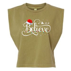 Christmas Believe Santa Claus Funny Family Matching Garment-Dyed Women's Muscle Tee