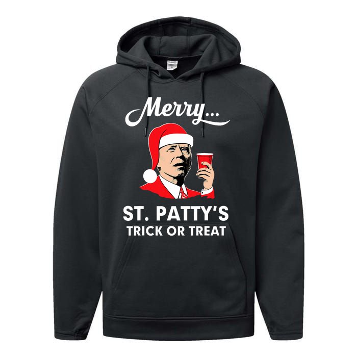 Christmas Biden Santa Merry St PattyS Trick Or Treat Funny Performance Fleece Hoodie