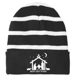 Christian Bible School Jesus Nativity Scene Striped Beanie with Solid Band