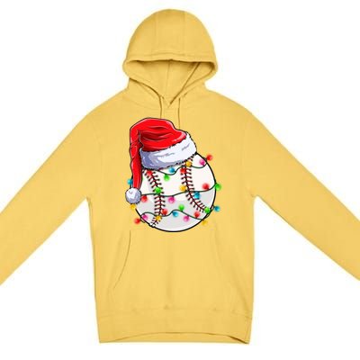 Christmas Baseball Santa Hat Funny Xmas Pajama Cute Gift Premium Pullover Hoodie