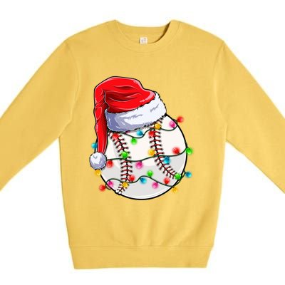 Christmas Baseball Santa Hat Funny Xmas Pajama Cute Gift Premium Crewneck Sweatshirt