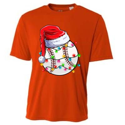 Christmas Baseball Santa Hat Funny Xmas Pajama Cute Gift Cooling Performance Crew T-Shirt