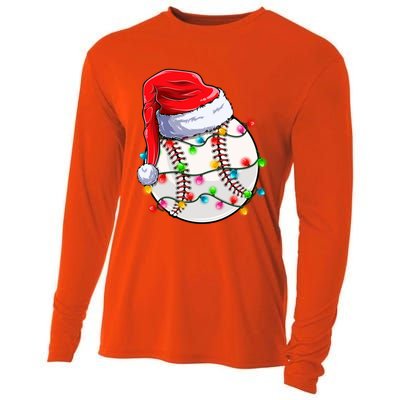 Christmas Baseball Santa Hat Funny Xmas Pajama Cute Gift Cooling Performance Long Sleeve Crew