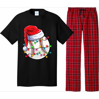 Christmas Baseball Santa Hat Funny Xmas Pajama Cute Gift Pajama Set