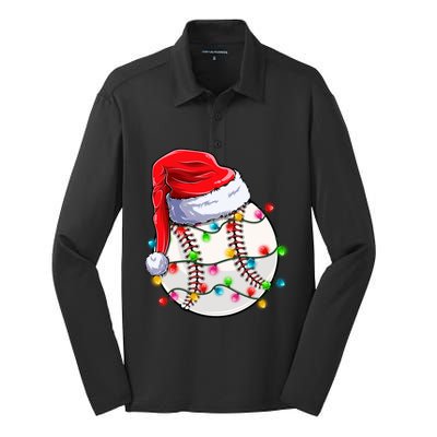 Christmas Baseball Santa Hat Funny Xmas Pajama Cute Gift Silk Touch Performance Long Sleeve Polo