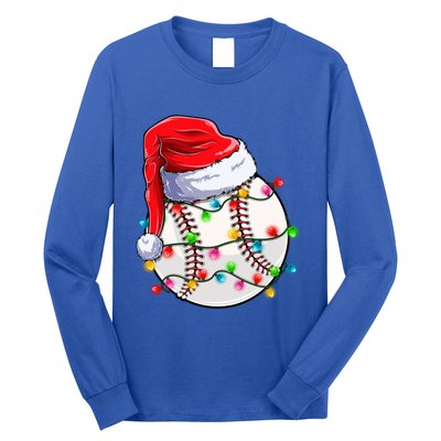 Christmas Baseball Santa Hat Funny Xmas Pajama Cute Gift Long Sleeve Shirt