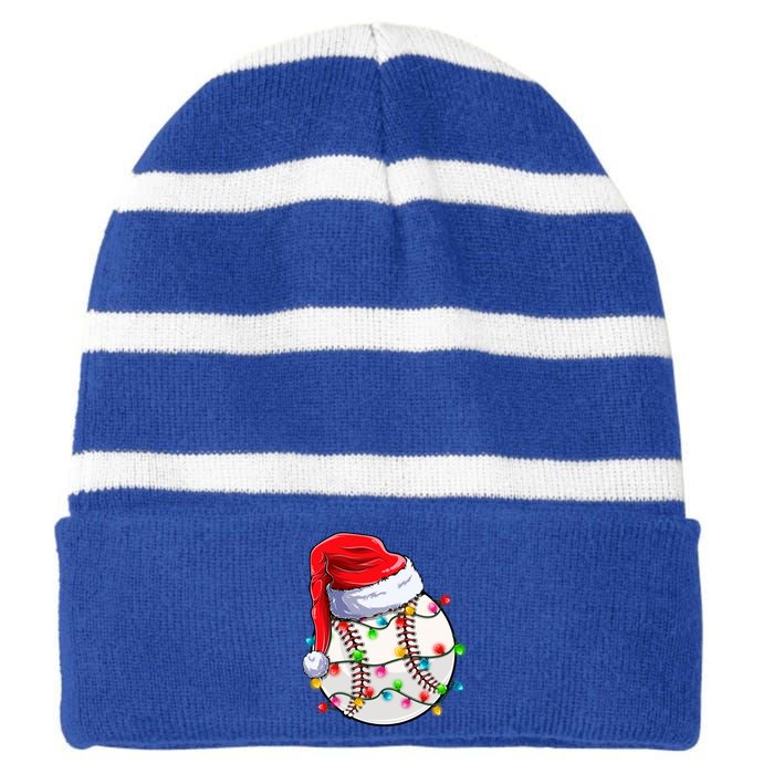 Christmas Baseball Santa Hat Funny Xmas Pajama Cute Gift Striped Beanie with Solid Band