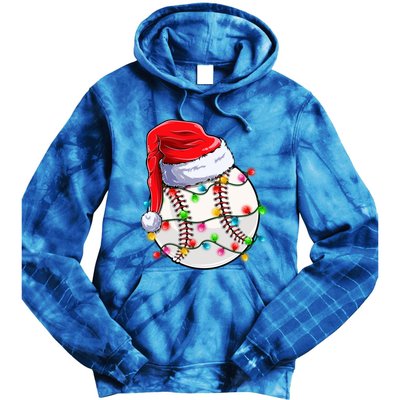 Christmas Baseball Santa Hat Funny Xmas Pajama Cute Gift Tie Dye Hoodie