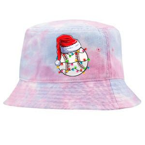 Christmas Baseball Santa Hat Funny Xmas Pajama Cute Gift Tie-Dyed Bucket Hat