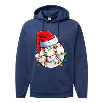 Christmas Baseball Santa Hat Funny Xmas Pajama Cute Gift Performance Fleece Hoodie