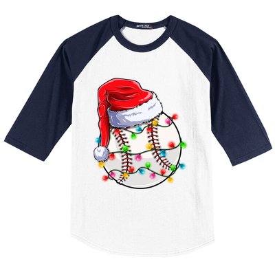 Christmas Baseball Santa Hat Funny Xmas Pajama Cute Gift Baseball Sleeve Shirt