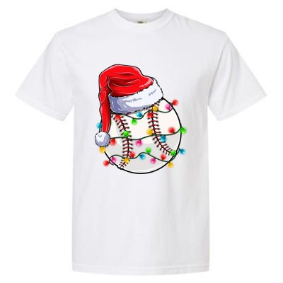 Christmas Baseball Santa Hat Funny Xmas Pajama Cute Gift Garment-Dyed Heavyweight T-Shirt