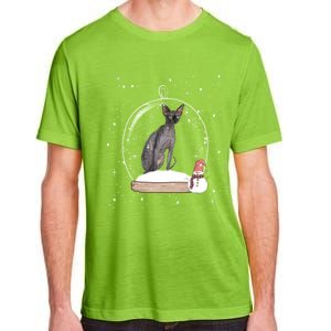 Christmas Black Sphynx Cat Snow Globe Gift Adult ChromaSoft Performance T-Shirt