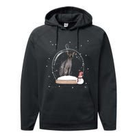 Christmas Black Sphynx Cat Snow Globe Gift Performance Fleece Hoodie