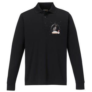 Christmas Black Sphynx Cat Snow Globe Gift Performance Long Sleeve Polo