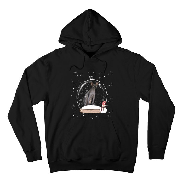 Christmas Black Sphynx Cat Snow Globe Gift Hoodie