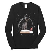 Christmas Black Sphynx Cat Snow Globe Gift Long Sleeve Shirt