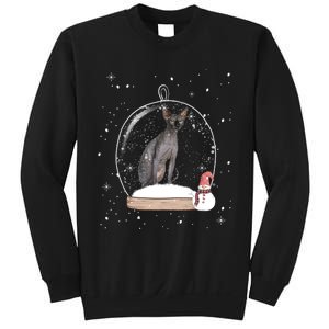 Christmas Black Sphynx Cat Snow Globe Gift Sweatshirt