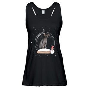 Christmas Black Sphynx Cat Snow Globe Gift Ladies Essential Flowy Tank