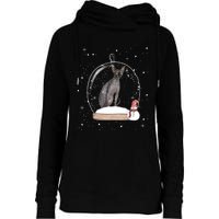 Christmas Black Sphynx Cat Snow Globe Gift Womens Funnel Neck Pullover Hood