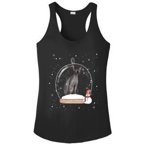 Christmas Black Sphynx Cat Snow Globe Gift Ladies PosiCharge Competitor Racerback Tank