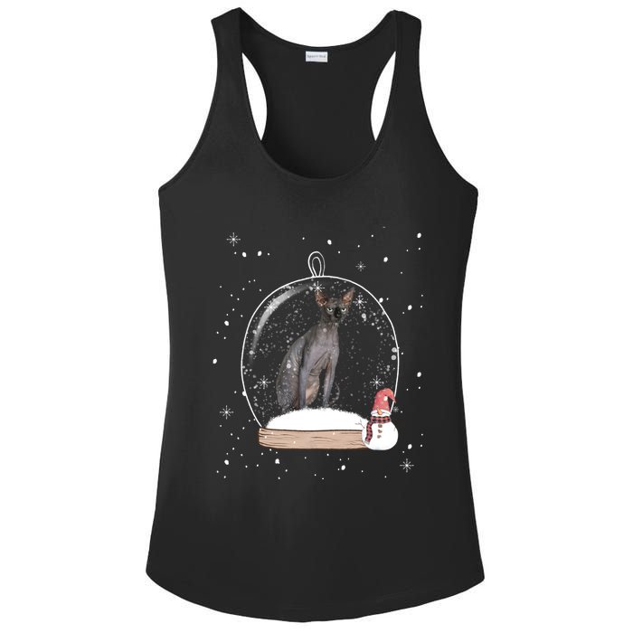 Christmas Black Sphynx Cat Snow Globe Gift Ladies PosiCharge Competitor Racerback Tank