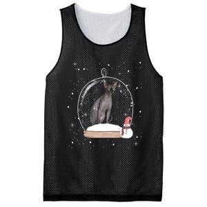 Christmas Black Sphynx Cat Snow Globe Gift Mesh Reversible Basketball Jersey Tank