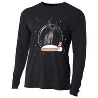 Christmas Black Sphynx Cat Snow Globe Gift Cooling Performance Long Sleeve Crew