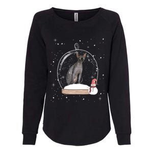 Christmas Black Sphynx Cat Snow Globe Gift Womens California Wash Sweatshirt