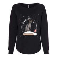 Christmas Black Sphynx Cat Snow Globe Gift Womens California Wash Sweatshirt