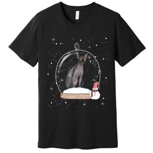 Christmas Black Sphynx Cat Snow Globe Gift Premium T-Shirt