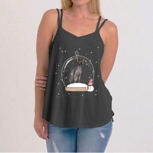 Christmas Black Sphynx Cat Snow Globe Gift Women's Strappy Tank