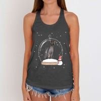 Christmas Black Sphynx Cat Snow Globe Gift Women's Knotted Racerback Tank