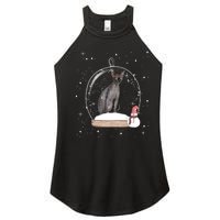 Christmas Black Sphynx Cat Snow Globe Gift Women's Perfect Tri Rocker Tank