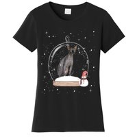 Christmas Black Sphynx Cat Snow Globe Gift Women's T-Shirt