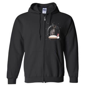 Christmas Black Sphynx Cat Snow Globe Gift Full Zip Hoodie